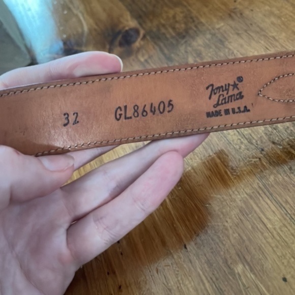Vintage Red, Brown and Gold Leather Western Tony Lama Belt main image 3